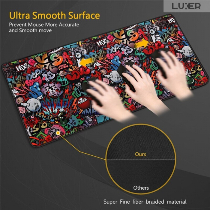 Mousepad Gaming Luxer Sky 90x40 cm, Baza Cauciucata si Cusaturi laterale, Waterproof, Antiderapant, mouse pad sky lovers cer luna nori futurist logitech razer rgb toucpad bes for xxl wireless mare altex flanco emag large v2 asus artisan razer ieftin luxer [3]