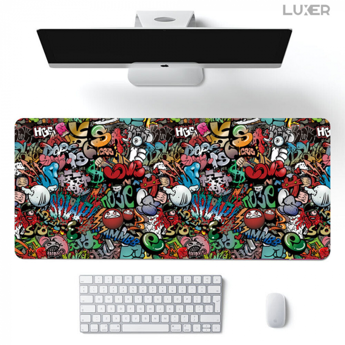 Mousepad Gaming Luxer Sky 90x40 cm, Baza Cauciucata si Cusaturi laterale, Waterproof, Antiderapant, mouse pad sky lovers cer luna nori futurist logitech razer rgb toucpad bes for xxl wireless mare altex flanco emag large v2 asus artisan razer ieftin luxer [10]