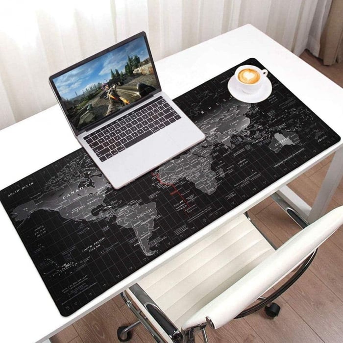 Mousepad Profesional Pentru Gaming Luxer, Model Harta Lumii, Dimensiuni 80x30 / 90x40 / 100x50 cm, Negru,  mouse pad sky lovers cer luna nori futurist logitech razer rgb toucpad bes for xxl wireless mare altex flanco emag large v2 asus artisan razer ieftin luxer [11]