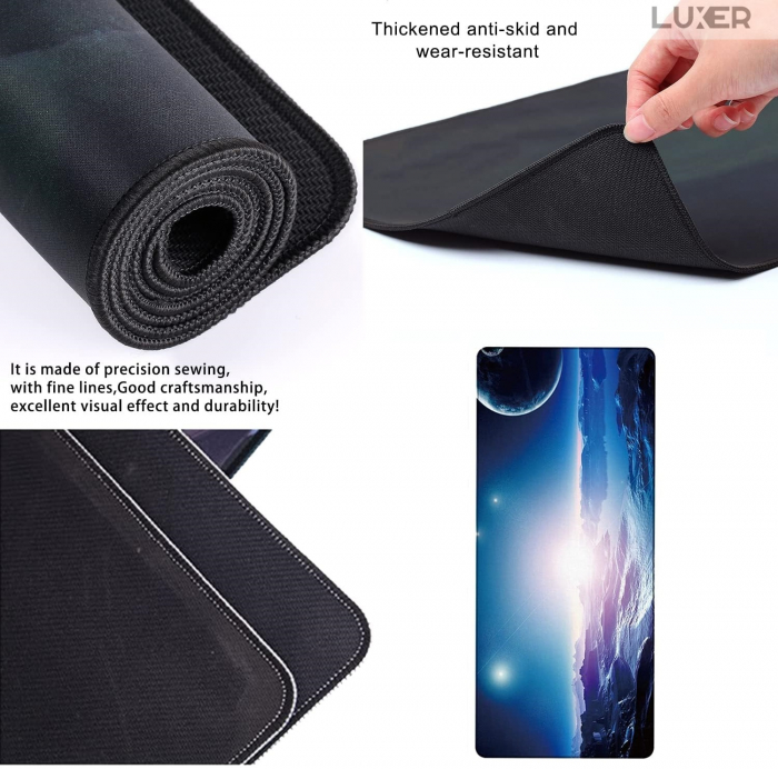 Mousepad Gaming Luxer Sky 90x40 cm, Baza Cauciucata si Cusaturi laterale, Waterproof, Antiderapant, mouse pad sky lovers cer luna nori futurist logitech razer rgb toucpad bes for xxl wireless mare altex flanco emag large v2 asus artisan razer ieftin luxer [7]