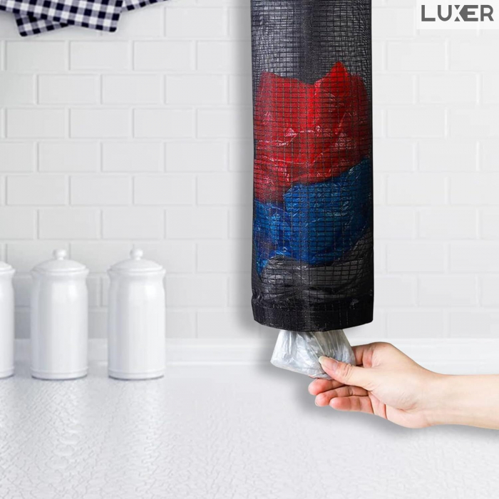 Organizator Pungi din PVC, Dispenser Sacose, Multifunctional, cu Maner pentru Agatare, Negru, 38.5x16 cm, Luxer [1]
