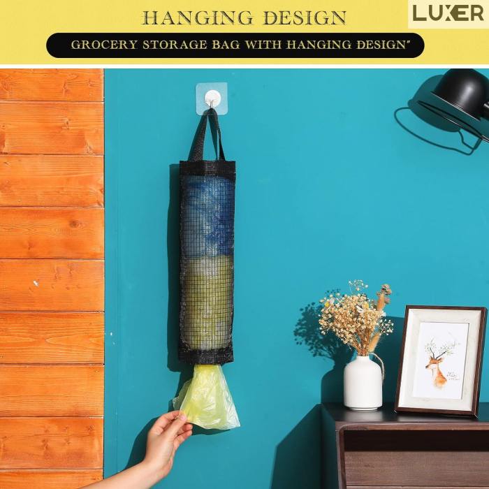 Organizator Pungi din PVC, Dispenser Sacose, Multifunctional, cu Maner pentru Agatare, Negru, 38.5x16 cm, Luxer [4]