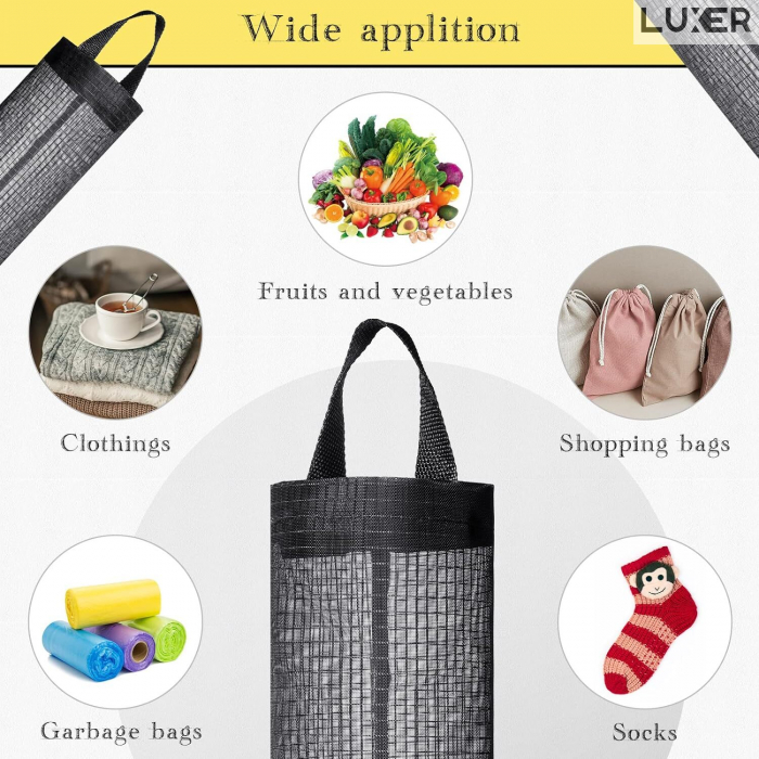 Organizator Pungi din PVC, Dispenser Sacose, Multifunctional, cu Maner pentru Agatare, Negru, 38.5x16 cm, Luxer [8]