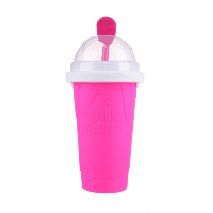 PAHAR DIN SILICON SLUSHY-CUP CU RACIRE RAPIDA PENTRU PREPARARE ICE JUICEMILKSHAKESLUSHY, FROZEN MAGIC SQUEEZE CUP, ROZ/ALBASTRU, 250 ML, emag slush [9]