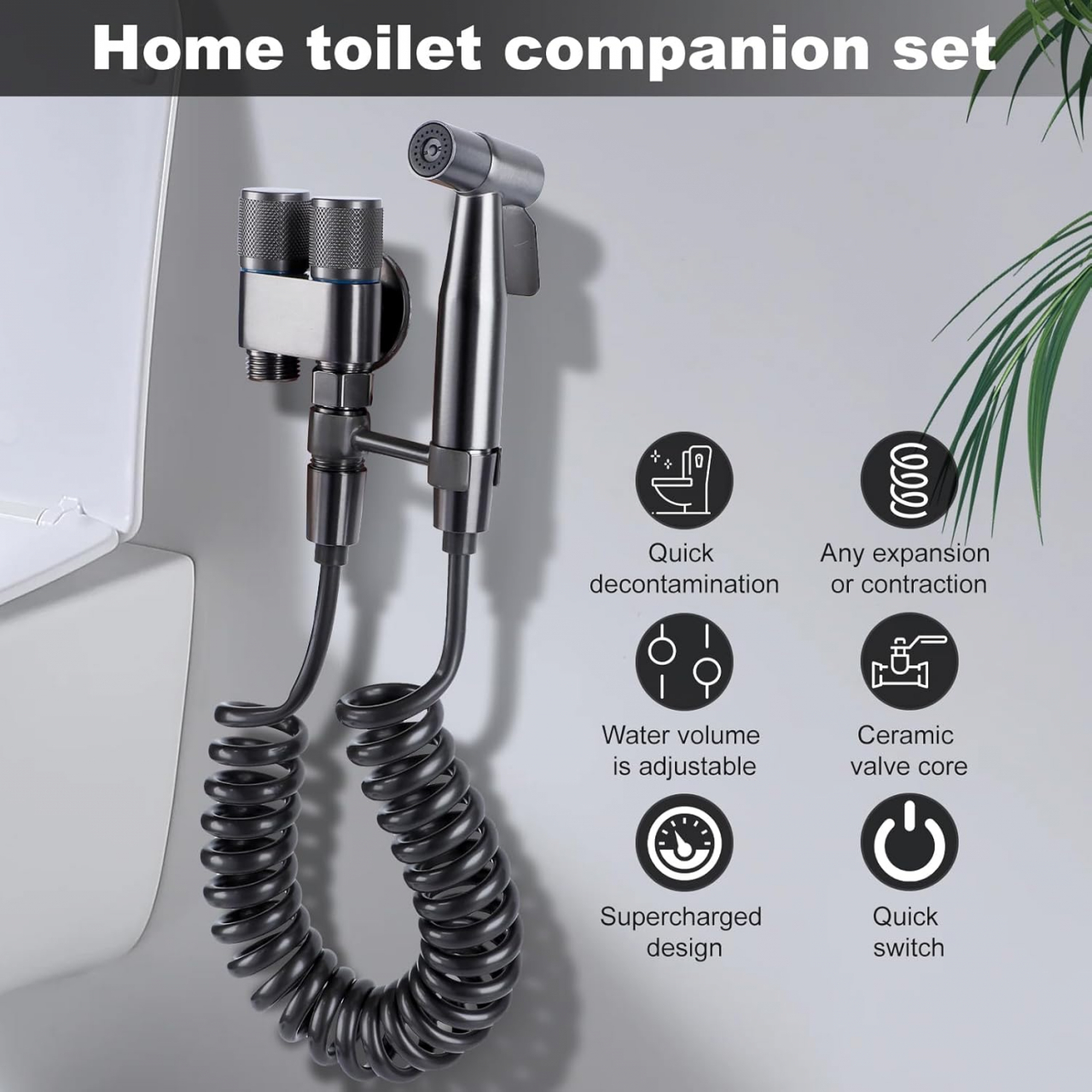 Pistol Pulverizator Pentru Toaleta/Bideu Din Otel Inoxidabil Cu Furtun de 1.4 m Si Supapa De Apa Cu Control Dublu, Gri Cromat, Luxer Adaptor Bideu Adaptor wc bideu Adaptor bideu pentru wc accesoriu pentru bideu robinet bideu cap de dus pentru bideu para dus pentru bideu set de dus pentru bideu baterie bideu pulverizator bideu [4]