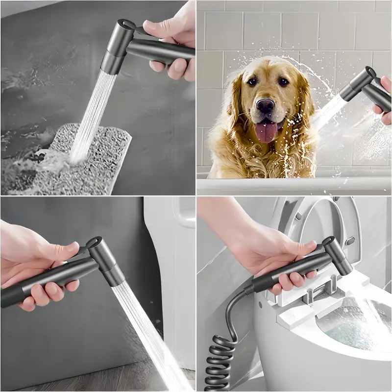 Pistol Pulverizator Pentru Toaleta/Bideu Din Otel Inoxidabil Cu Furtun de 1.4 m Si Supapa De Apa Cu Control Dublu, Gri Cromat, Luxer Adaptor Bideu Adaptor wc bideu Adaptor bideu pentru wc accesoriu pentru bideu robinet bideu cap de dus pentru bideu para dus pentru bideu set de dus pentru bideu baterie bideu pulverizator bideu [6]