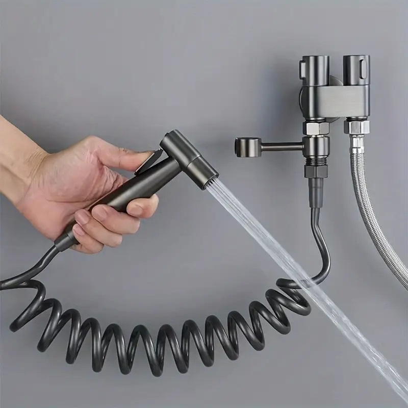Pistol Pulverizator Pentru Toaleta/Bideu Din Otel Inoxidabil Cu Furtun de 1.4 m Si Supapa De Apa Cu Control Dublu, Gri Cromat, Luxer Adaptor Bideu Adaptor wc bideu Adaptor bideu pentru wc accesoriu pentru bideu robinet bideu cap de dus pentru bideu para dus pentru bideu set de dus pentru bideu baterie bideu pulverizator bideu [13]