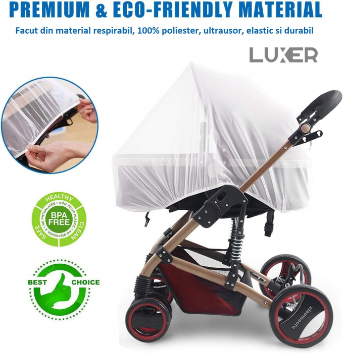 Plasa Anti-Tantari/Insecte Tip Husa Cu Elastic Pentru Carucior Luxer, Marime Universala, plasa tantari carucior bebe tei cybex universal chicco balios auchan dedeman carrefour insecte dm emag ieftin luxer [13]