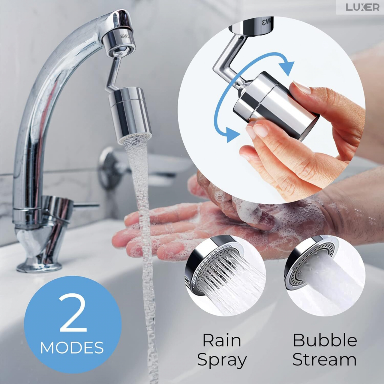 Prelungitor Baterie Chiuveta Tip Aerator cu 2 Moduri de Functionare, Brat Rotativ In Orice Directie, Economizor Apa Integrat, 8.5 cm, Prelungitor Baterie Chiuveta Tip Aerator cu 2 Moduri de Functionare, Brat Rotativ In Orice Directie, Economizor Apa Integrat, Dedeman, Leroy Merlin, Brico Depot, Hornbach, Emag, Luxer [3]