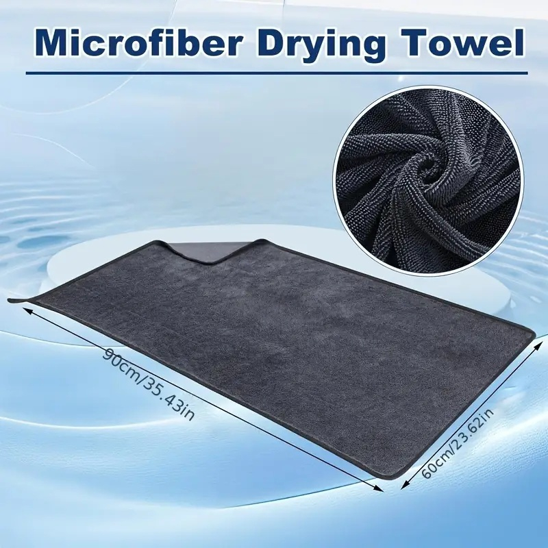 Prosop din microfibră Luxer cu 2 fețe pentru spălare, uscare, ceruire și detailing auto, dimensiuni 90x60 cm, negru, ultra-absorbant și delicat cu vopseaua mașinii. [10]