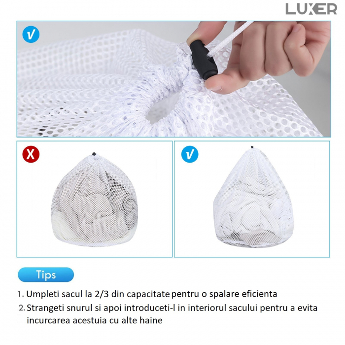 Sac Protectie Haine Pentru Masina de Spalat, 30x40 cm, Alb, Luxer, saci protectie haine masina de spalat ikea dedeman jysk leroy emag ieftine luxer [7]