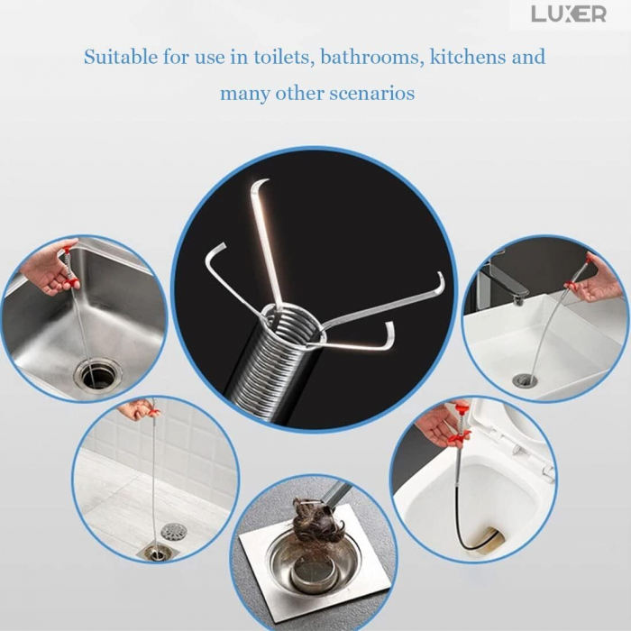 Sarpe Desfundare Chiuveta/Cada/WC/Tevi de Scurgere cu Sistem Extractor cu 4 Brate, Lungime 90 cm, Luxer, sarpe cu 4 brate pentru desfundat tevi karcher chiuveta kaufland leroy merlin dedeman 0.9 m 1.6m pentru desfundare wc tevi profesional hornbach mathaus olx ieftin luxer [15]
