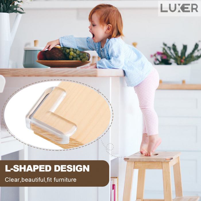 Set 10 Coltare pentru Protectia Bebelusilor/Copiilor la Colturile Mobilei, din Silicon, forma de Triunghi, Luxer 3.8x3.8x1.5 cm, coltare mobila protectie pt copii dedeman emag leroy jumbo ieftine luxer [12]