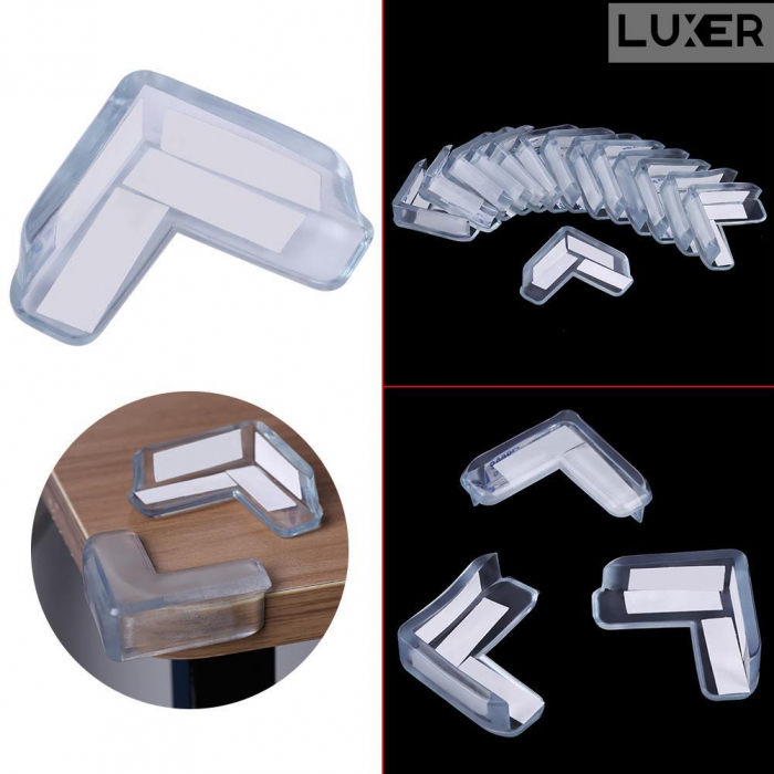 Set 10 Coltare pentru Protectia Bebelusilor/Copiilor la Colturile Mobilei, din Silicon, forma de Triunghi, Luxer 3.8x3.8x1.5 cm, coltare mobila protectie pt copii dedeman emag leroy jumbo ieftine luxer [6]