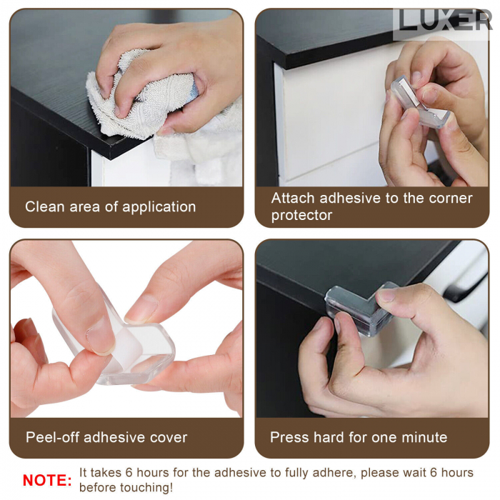 Set 10 Coltare pentru Protectia Bebelusilor/Copiilor la Colturile Mobilei, din Silicon, forma de Triunghi, Luxer 3.8x3.8x1.5 cm, coltare mobila protectie pt copii dedeman emag leroy jumbo ieftine luxer [13]