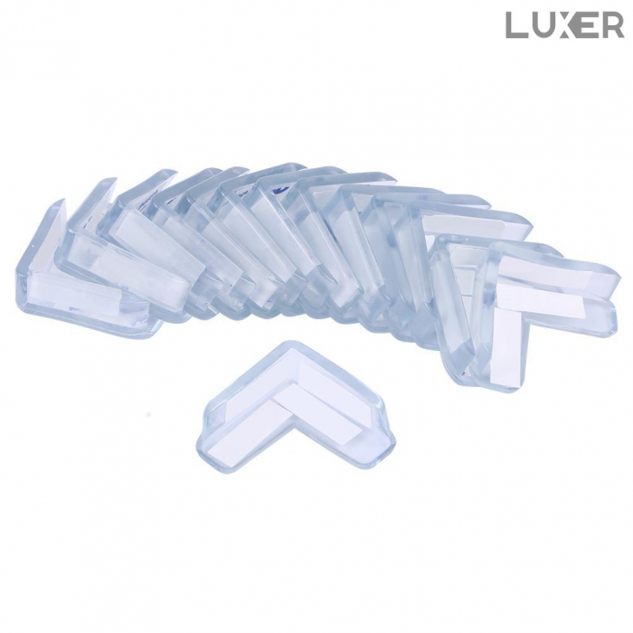 Set 10 Coltare pentru Protectia Bebelusilor/Copiilor la Colturile Mobilei, din Silicon, forma de Triunghi, Luxer 3.8x3.8x1.5 cm, coltare mobila protectie pt copii dedeman emag leroy jumbo ieftine luxer [7]