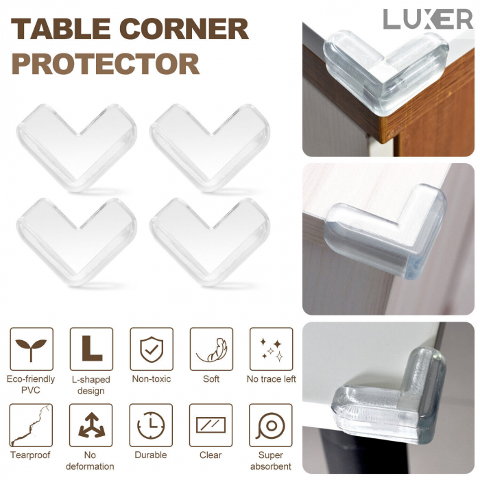 Set 10 Coltare pentru Protectia Bebelusilor/Copiilor la Colturile Mobilei, din Silicon, forma de Triunghi, Luxer 3.8x3.8x1.5 cm, coltare mobila protectie pt copii dedeman emag leroy jumbo ieftine luxer [17]