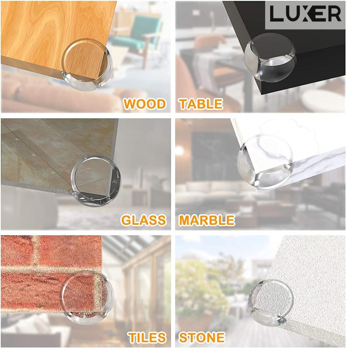 Set 10 Coltare Protectie Pentru Margini/Colturi Mobila, din Silicon, Forma Rotunda, Dimensiuni 3.5x2.5x2 cm, Luxer, protetctie colturi mobila cu muchii ascutite pentru copii dedeman ikea honbach emag jysk leroy pepco luxer [3]