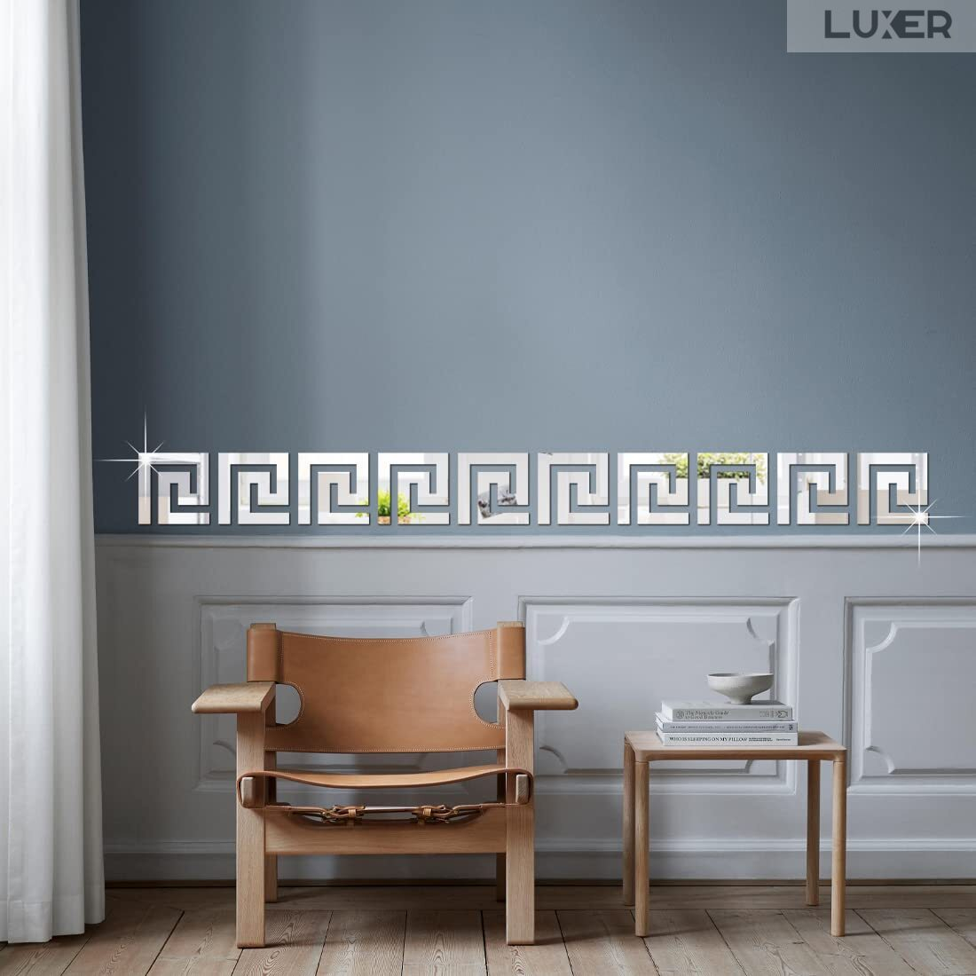Set 10 Oglinzi Acrilice Autoadezive Luxer, Model Versace, Oglinda Decorativa Perete/Mobila pentru Hol Living Baie, Dimensiuni 16x16 cm, Silver [2]