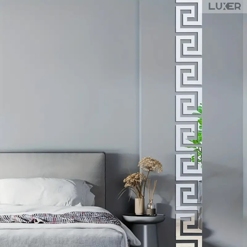 Set 10 Oglinzi Acrilice Autoadezive Luxer, Model Versace, Oglinda Decorativa Perete/Mobila pentru Hol Living Baie, Dimensiuni 16x16 cm, Silver [6]