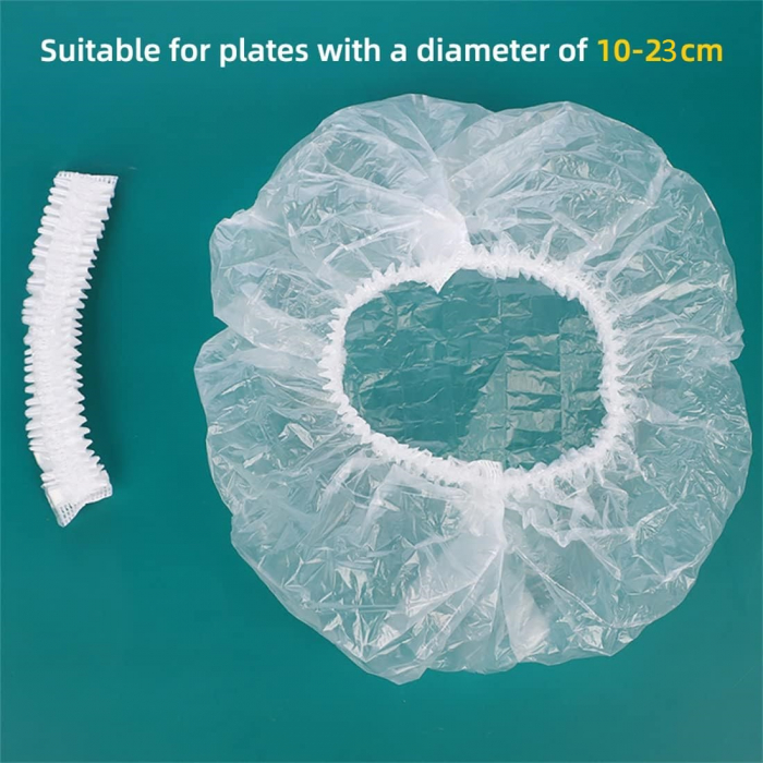 Set 100 Huse cu Elastic Pentru Protectie Boluri/Tavi/Recipiente Tip Capac Castroane  cu Diametrul intre 10-23 cm, Transparente, Luxer, emag dedeman hornbach leroy pepco ieftine durabile rezistente pentru alimente tevi cratite boluri casolete ieftine luxer [16]