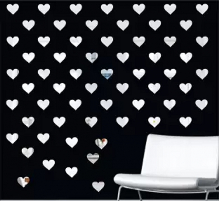 Set oglinzi acrilice model inimioara Luxer oglinzi decorative de perete oglinda hol oglinzi dedeman pentru camera din acril decorativa ikea decor mobexpert jysk emag dormitor living autoadezive oglinda moderne rezistente auriu 2x2.5 cm [8]