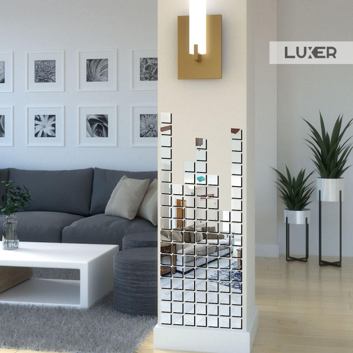 Set oglinzi acrilice patrate Luxer oglinzi decorative de perete oglinda hol oglinzi dedeman pentru living din acril decorativa ikea decor mobexpert jysk emag dormitor living autoadezive oglinda aurie moderne rezistente auriu [3]