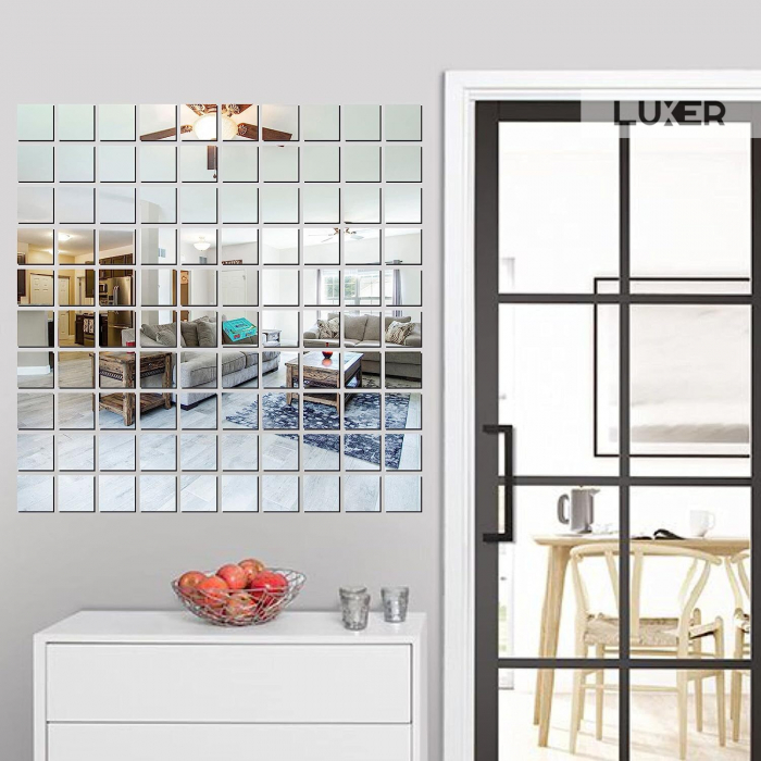 Set oglinzi acrilice patrate Luxer oglinzi decorative de perete oglinda hol oglinzi dedeman pentru living din acril decorativa ikea decor mobexpert jysk emag dormitor living autoadezive oglinda aurie moderne rezistente auriu [2]