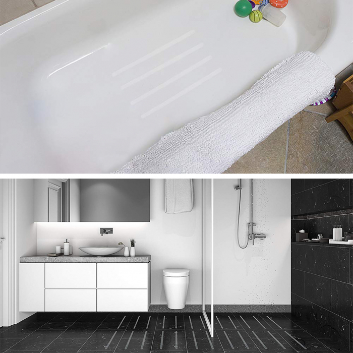 Set 12 Benzi Antiderapante Transparente din Silicon Autoadeziv, Luxer, 20x2cm, benzi antiderapante pentru scaricovor dedeman, interior exterior, util in dus sau baie dedeman jysk, pentru gresie incaltaminte bucatarie din silicon ieftine luxer [8]
