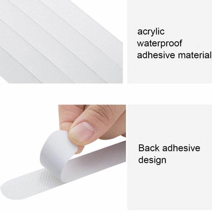 Set 12 Benzi Antiderapante Transparente din Silicon Autoadeziv, Luxer, 20x2cm, benzi antiderapante pentru scaricovor dedeman, interior exterior, util in dus sau baie dedeman jysk, pentru gresie incaltaminte bucatarie din silicon ieftine luxer [6]