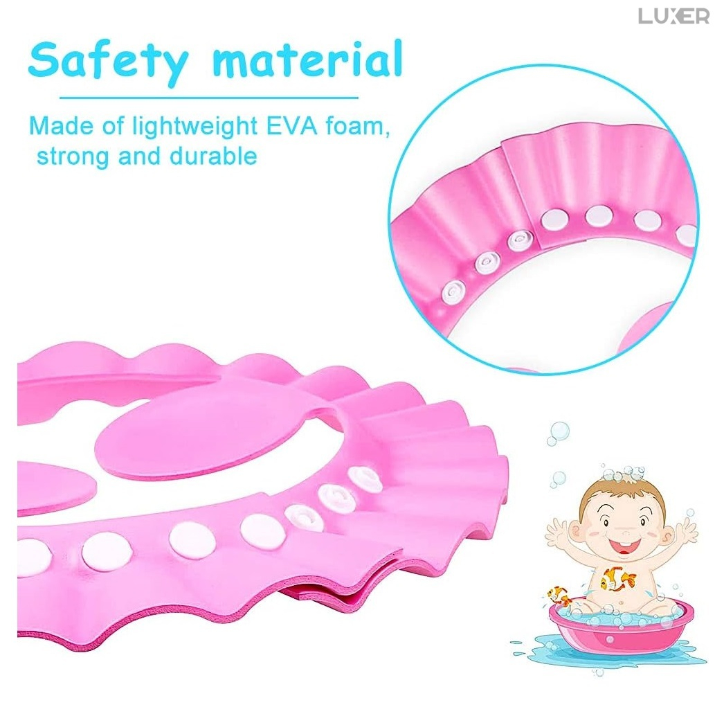 Set 2 Casti de Baie cu Marime Ajustabila Pentru Copii, Casca de Protectie Dus, Protectie Pentru Ochi si Urechi, Roz, Luxer, Casca Baie Pentru Bebelusi, Palarie Casca de Protectie  Materiale Moi, Luxer [6]