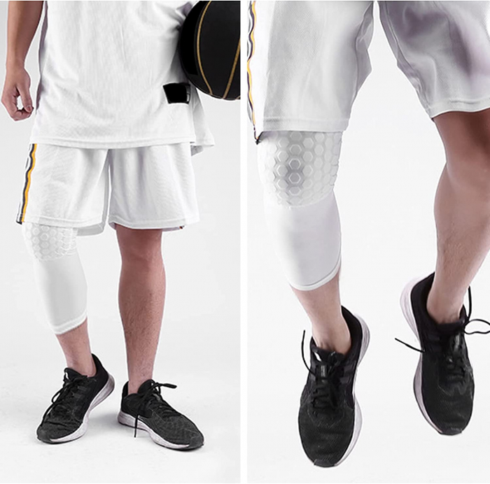 Set 2 Genunchiere Elastice cu Tampon de Protectie Luxer pentru baschet/volei/handbal, Unisex, 46 cm, Negru, genunchiere ortopedice decathlon pentru baschet volei handbal nike tarmak compresive nike pentru suport al genunchiului si al ligamentelor medicale ieftin luxer [5]
