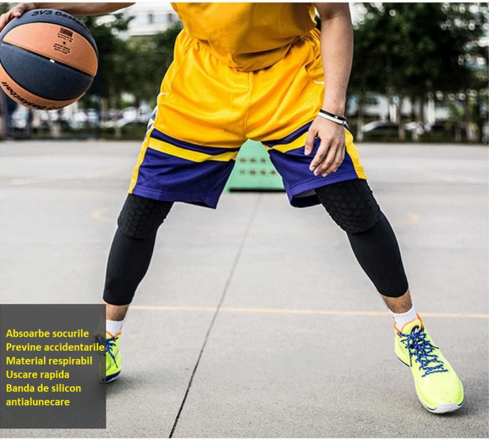 Set 2 Genunchiere Elastice cu Tampon de Protectie Luxer pentru baschet/volei/handbal, Unisex, 46 cm, Negru, genunchiere ortopedice decathlon pentru baschet volei handbal nike tarmak compresive nike pentru suport al genunchiului si al ligamentelor medicale ieftin luxer [4]