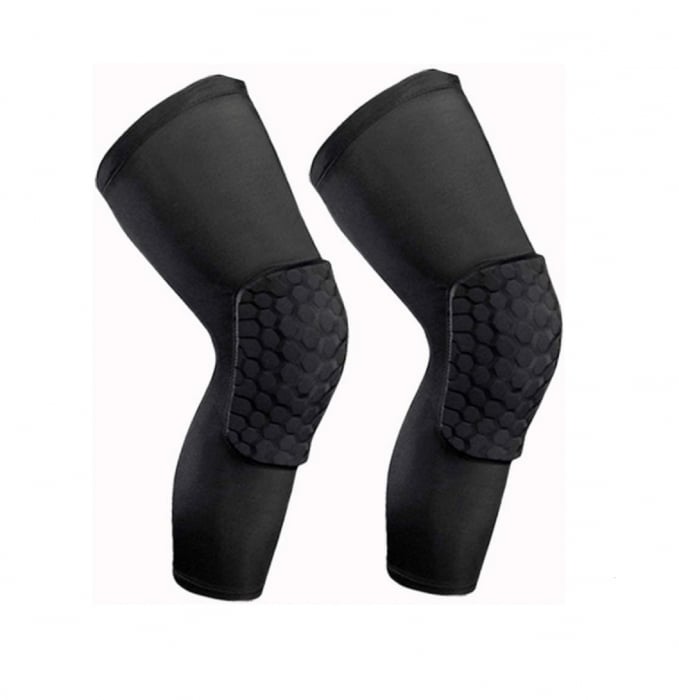 Set 2 Genunchiere Elastice cu Tampon de Protectie Luxer pentru baschet/volei/handbal, Unisex, 46 cm, Negru, genunchiere ortopedice decathlon pentru baschet volei handbal nike tarmak compresive nike pentru suport al genunchiului si al ligamentelor medicale ieftin luxer [1]
