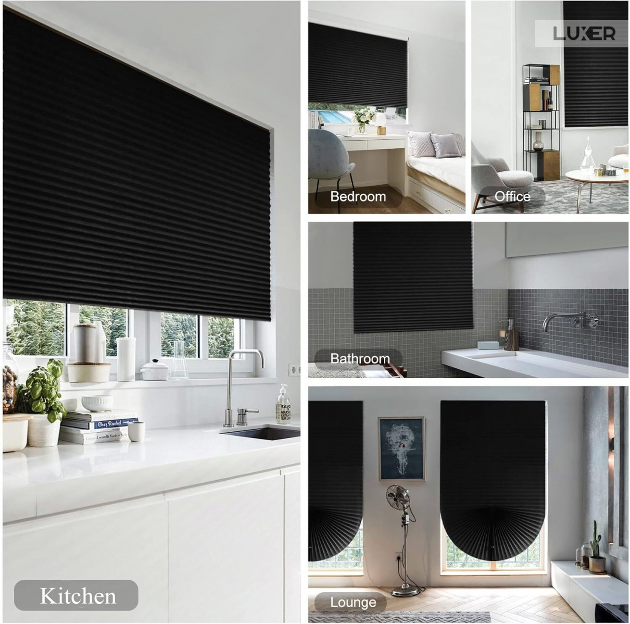 Set 3 Jaluzele Plisate cu Sistem de Prindere Autoadeziv Luxer, Dimensiuni 150X60 cm, Negru, jaluzele geamuri mansarda rulou dedeman velux leroy merlin pentru ferestre interior hornbach ieftine luxer [6]