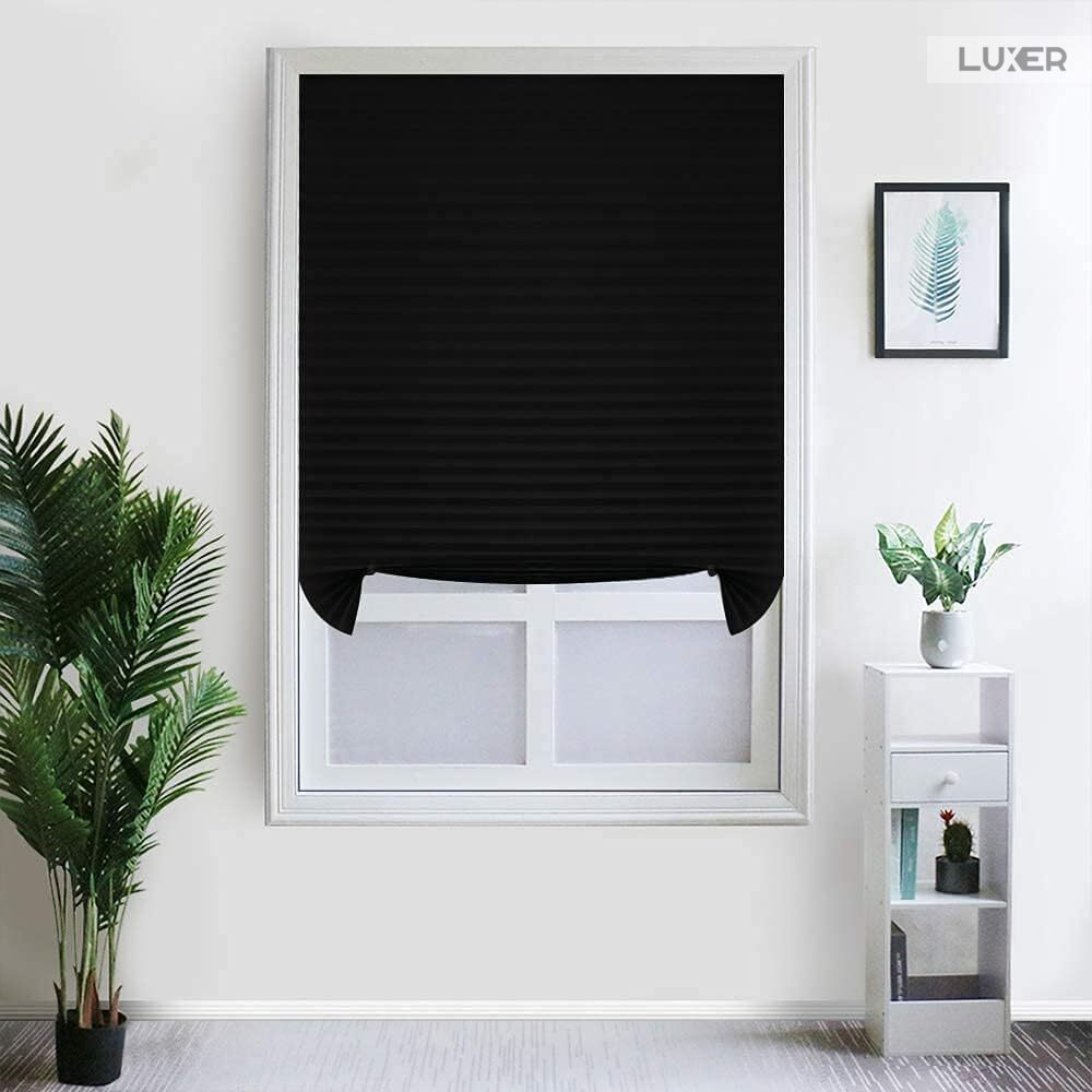 Set 3 Jaluzele Plisate cu Sistem de Prindere Autoadeziv Luxer, Dimensiuni 150X60 cm, Negru, jaluzele geamuri mansarda rulou dedeman velux leroy merlin pentru ferestre interior hornbach ieftine luxer [2]