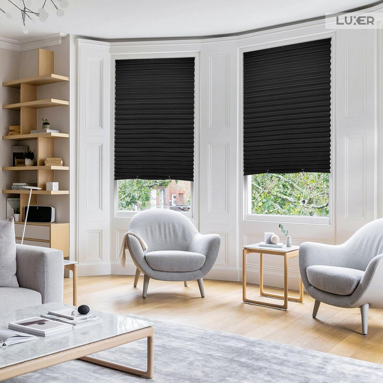 Set 3 Jaluzele Plisate cu Sistem de Prindere Autoadeziv Luxer, Dimensiuni 150X60 cm, Negru, jaluzele geamuri mansarda rulou dedeman velux leroy merlin pentru ferestre interior hornbach ieftine luxer [8]