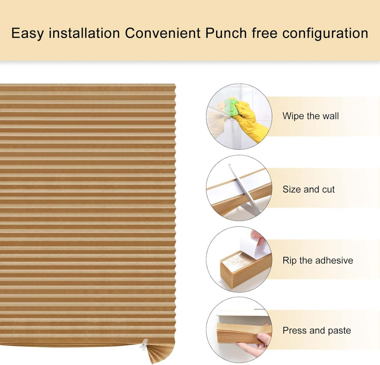 Set 2 Jaluzele Plisate cu Sistem de Prindere Autoadeziv Luxer, Dimensiuni 90x180 cm, Nude, jaluzele geamuri mansarda rulou dedeman velux leroy merlin pentru ferestre interior hornbach ieftine luxer [9]