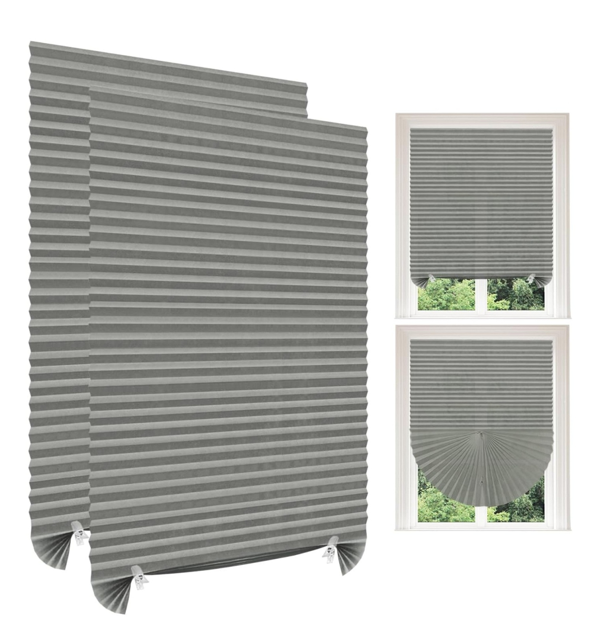 Set 2 Jaluzele Plisate cu Sistem de Prindere Autoadeziv Luxer, Dimensiuni 90x180 cm, Gri, jaluzele geamuri mansarda rulou dedeman velux leroy merlin pentru ferestre interior hornbach ieftine luxer [1]