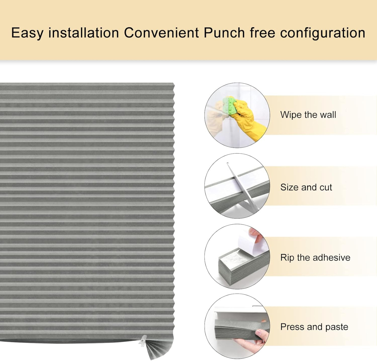 Set 2 Jaluzele Plisate cu Sistem de Prindere Autoadeziv Luxer, Dimensiuni 90x180 cm, Gri, jaluzele geamuri mansarda rulou dedeman velux leroy merlin pentru ferestre interior hornbach ieftine luxer [9]