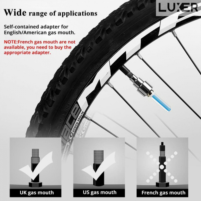Set 2 Lumini LED pentru Roata Bicicleta/Masina/Motocicleta, cu Ventil, Alimentare: Baterii, Multiple Culori, Luxer, set lumini biciclete, motoare, masini fata spate pentru roata puternice dechatlon auchan carrefour emag fata spate luxer [5]