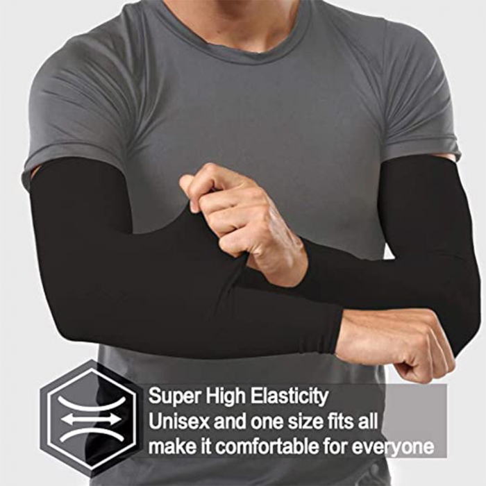 Set 2 Maneci Sport Unisex cu Protectie UV Luxer, Marime Universala, protectie auto, alergat, ciclism, pescuit, Negru, maneca protectie solara uv manusi fortbal alergat decathlon ieftine universale emag luxer [11]