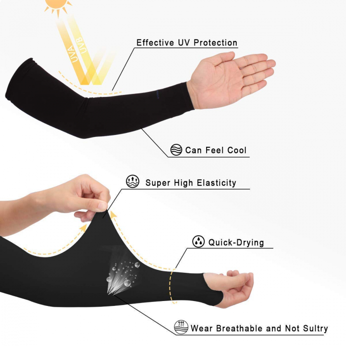 Set 2 Maneci Sport Unisex cu Protectie UV Luxer, Marime Universala, protectie auto, alergat, ciclism, pescuit, Negru, maneca protectie solara uv manusi fortbal alergat decathlon ieftine universale emag luxer [15]