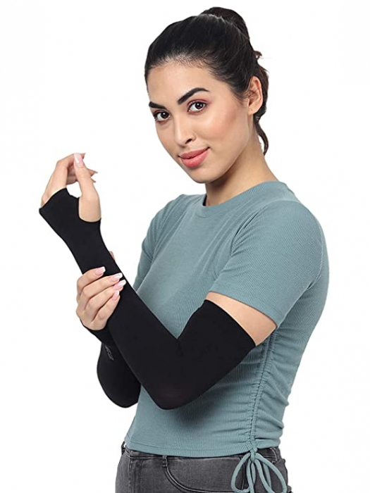 Set 2 Maneci Sport Unisex cu Protectie UV Luxer, Marime Universala, protectie auto, alergat, ciclism, pescuit, Negru, maneca protectie solara uv manusi fortbal alergat decathlon ieftine universale emag luxer [18]