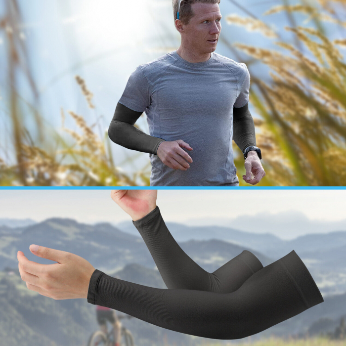 Set 2 Maneci Sport Unisex cu Protectie UV Luxer, Marime Universala, protectie auto, alergat, ciclism, pescuit, Negru, maneca protectie solara uv manusi fortbal alergat decathlon ieftine universale emag luxer [10]