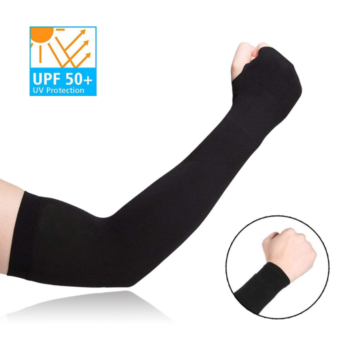 Set 2 Maneci Sport Unisex cu Protectie UV Luxer, Marime Universala, protectie auto, alergat, ciclism, pescuit, Negru, maneca protectie solara uv manusi fortbal alergat decathlon ieftine universale emag luxer [3]
