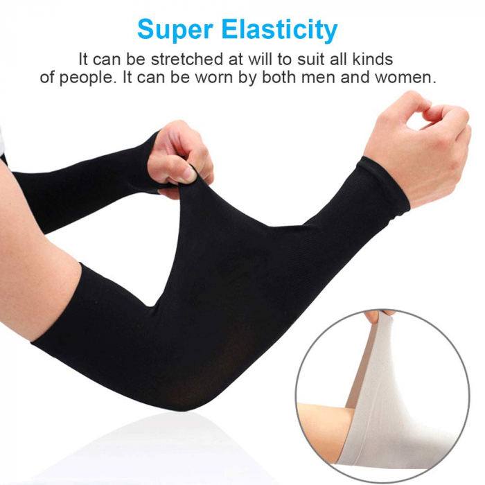 Set 2 Maneci Sport Unisex cu Protectie UV Luxer, Marime Universala, protectie auto, alergat, ciclism, pescuit, Negru, maneca protectie solara uv manusi fortbal alergat decathlon ieftine universale emag luxer [2]
