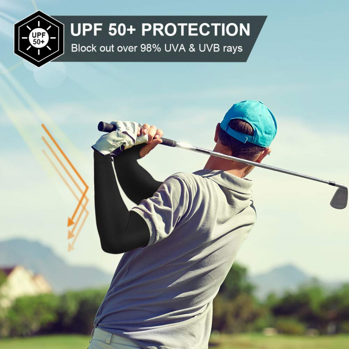 Set 2 Maneci Sport Unisex cu Protectie UV Luxer, Marime Universala, protectie auto, alergat, ciclism, pescuit, Negru, maneca protectie solara uv manusi fortbal alergat decathlon ieftine universale emag luxer [13]
