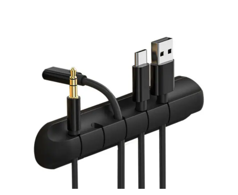 Set 2 Organizatoare Cabluri Universale pentru Birou/Masina/Dulapuri, 5 Compartimente, Prindere Adeziva 3M, Negru, Luxer [9]