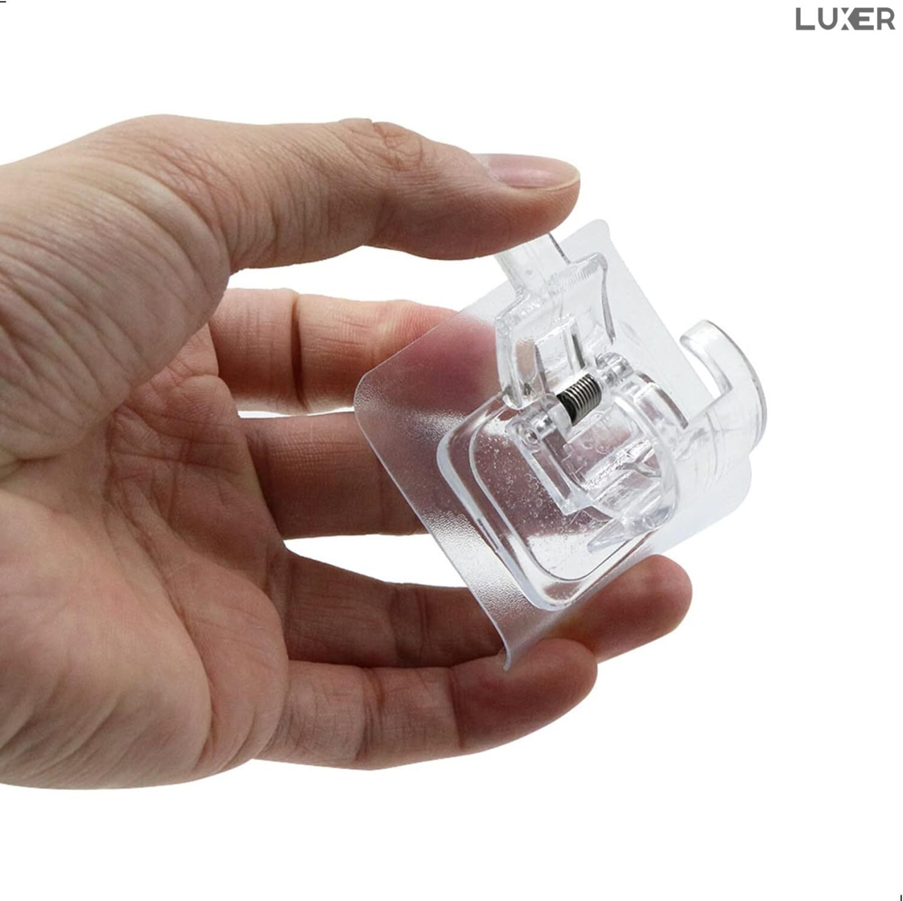 Set 2 suporturi autoadezive Luxer cu adeziv 3M, pentru prosoape, perdele sau draperii, montaj fără găuri, PVC transparent. [8]